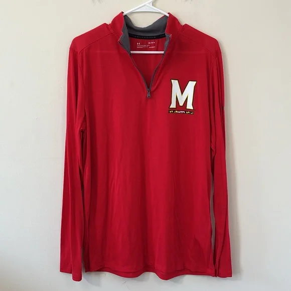 Men's Under Armour Red Maryland Terrapins 1/4 Zip Performance Top Size Medium - Picture 5 of 10